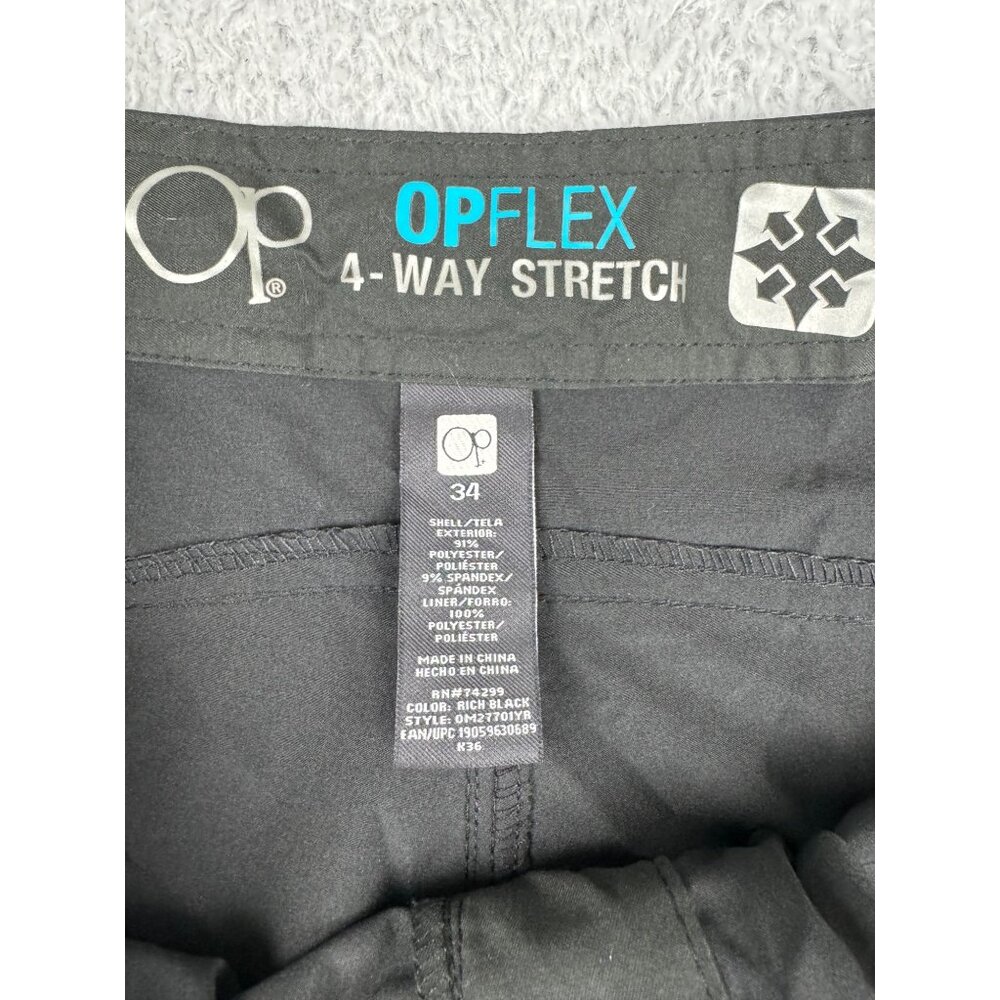 Mens Black OPFlex 4-Way Stretch Board Shorts 34 W/Zip Pocket Drawstring PreOwned - Picture 5 of 10
